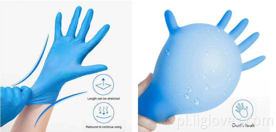 Hurtowe niebieskie jednorazowe rękawiczki nitrynowe tanie rękawiczki Wysoka jakość Wodoodporne, dyspozytorowe rękawiczki nitrylowe